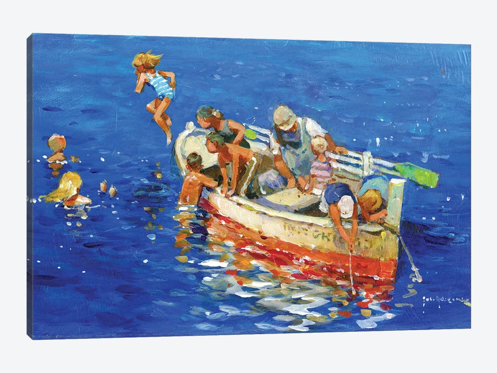 Swimming Off The Little Boat by John Haskins 1-piece Canvas Art Print