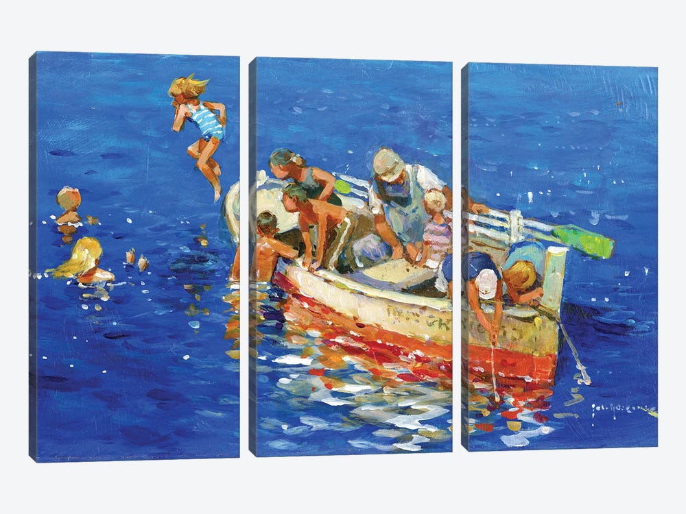Swimming Off The Little Boat by John Haskins 3-piece Canvas Art Print