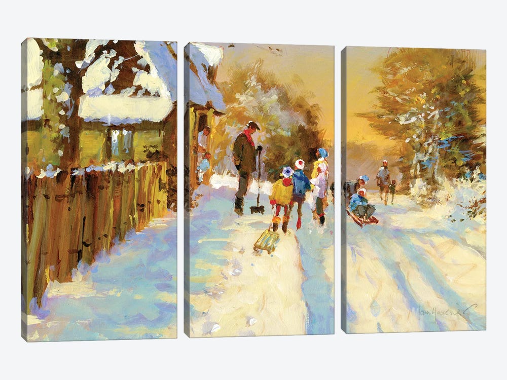 The Return Of The Winter Sports Team by John Haskins 3-piece Canvas Art
