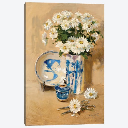 Daisies Canvas Print #JHS97} by John Haskins Canvas Artwork
