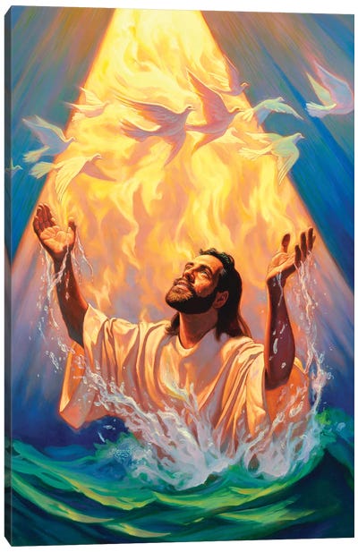 The Baptism Of Jesus Canvas Art Print - Jesus Christ