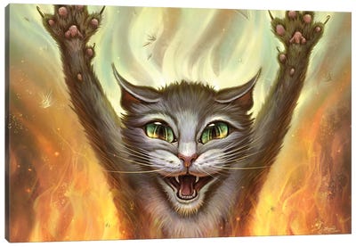 Psycho Cat Canvas Art Print - Jeff Haynie