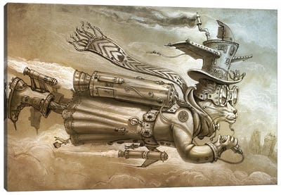 Rocketeer Cat Canvas Art Print - Steampunk Art