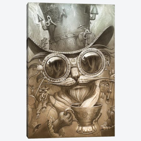 Steampunk Cat Canvas Print #JHY29} by Jeff Haynie Canvas Art