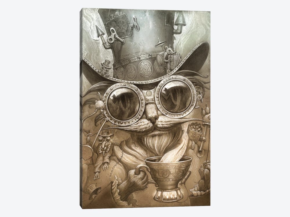 Steampunk Cat by Jeff Haynie 1-piece Canvas Artwork