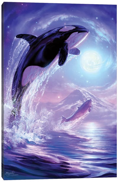 Touch The Sky Canvas Art Print - Orca Whale Art