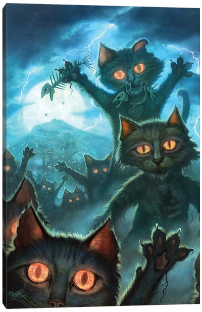 Zombie Cats Canvas Art Print - Zombie Art