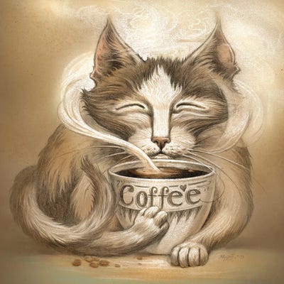 Coffee Cat by Jeff Haynie canvas print