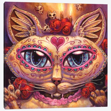 Day Of The Dead Cat Canvas Print #JHY8} by Jeff Haynie Art Print