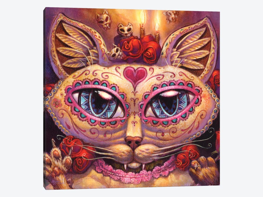 Day Of The Dead Cat by Jeff Haynie 1-piece Canvas Artwork