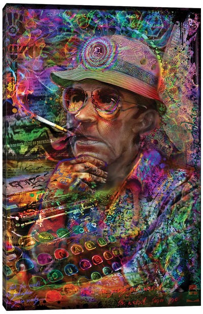 Dr. Hunter S Thompson Canvas Art Print - Smoking Art