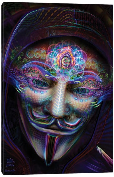 Guy Fawkes Eyes Open Canvas Art Print - Psychedelic & Trippy Art