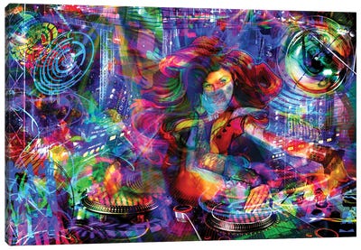 Gypsie DJ Canvas Art Print - Psychedelic & Trippy Art