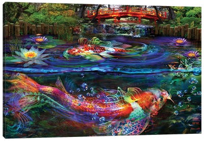 Koi Fish Canvas Art Print - Psychedelic Dreamscapes
