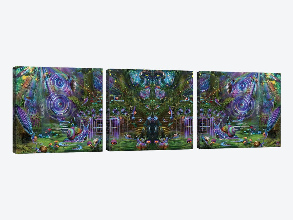Sound Garden Mirror With Snails by Jumbie 3-piece Canvas Art Print