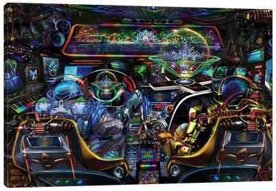 Spaceship Canvas Art Print - Psychedelic & Trippy Art