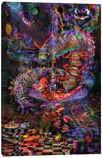 Wonderland Caterpillar Canvas Art Print - Psychedelic & Trippy Art