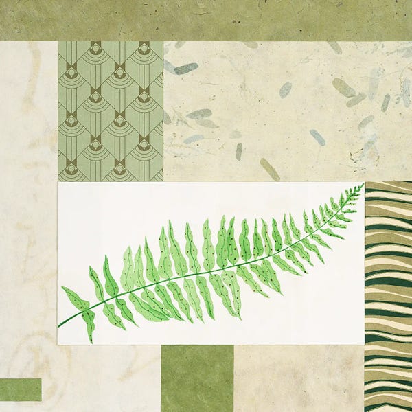 Floral & Botanical Patterns: Collage Panel With Fern II by Julieann Johnson