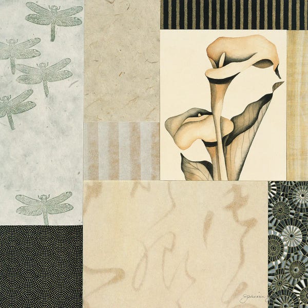 Dragonflies: Collage With Calla Lillies III by Julieann Johnson