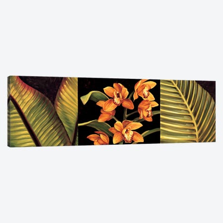 Orange Orchids And Palm Leaves Canvas Print #JIM8} by Rodolfo Jimenez Art Print
