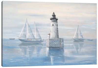 Detroit River Lighthouse Canvas Art Print - Boat Art