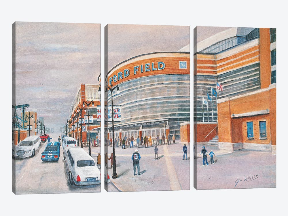 Ford Field by Jim Williams 3-piece Canvas Art Print