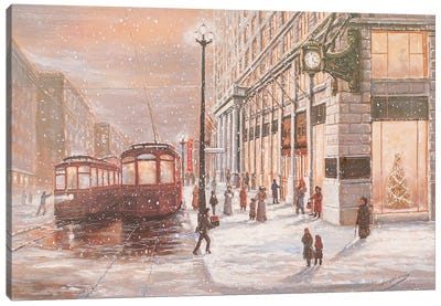 Marshall Fields, A Bygone Era Canvas Art Print - Snow Art