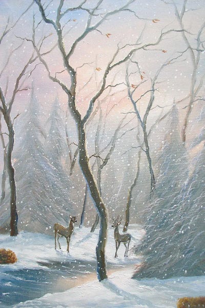 Jim Williams: Misty Forest Deer by Jim Williams