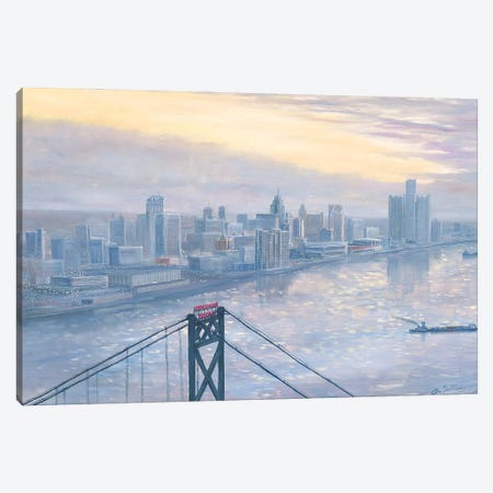 Riverfront at Daybreak Canvas Print #JIW27} by Jim Williams Canvas Wall Art