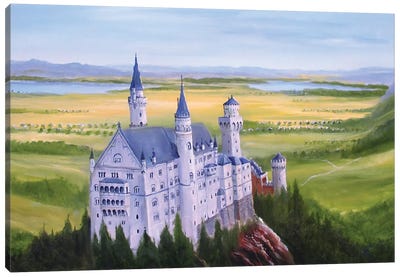 Castle Neuschwanstein View Canvas Art Print - Castle & Palace Art
