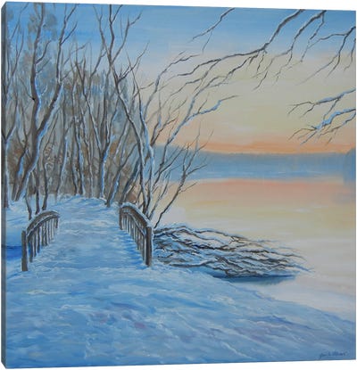 Winter Bridge Way Canvas Art Print - Winter Art