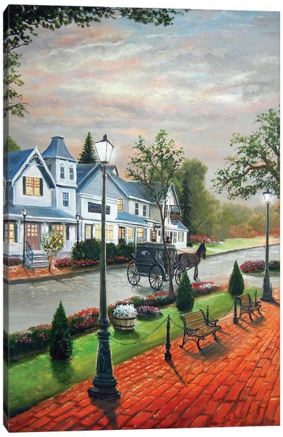 Long Grove Tavern Canvas Art Print - Carriage & Wagon Art