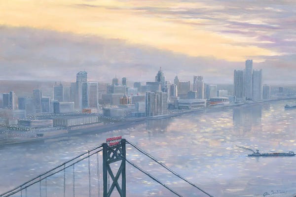 Jim Williams: Riverfront At Daybreak, Detroit by Jim Williams