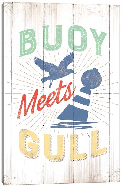Buoy Meets Gull Canvas Art Print - JJ Brando