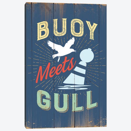 Buoy Meets Gull In Blue Canvas Print #JJB14} by JJ Brando Canvas Art