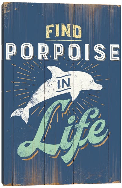 Find Porpoise In Blue Canvas Art Print - Funny Typography Art