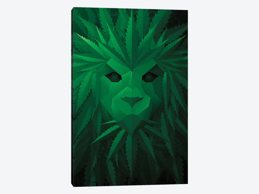 Green Lion by JJ Brando 1-piece Canvas Wall Art