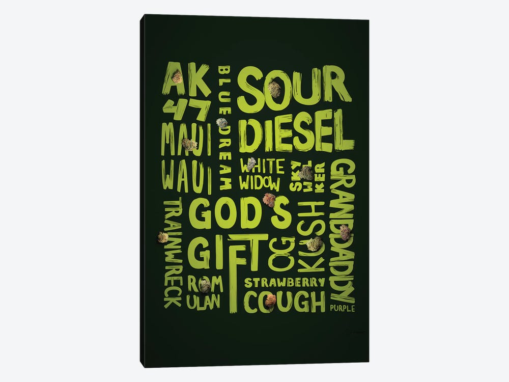 Green Words 1-piece Canvas Print