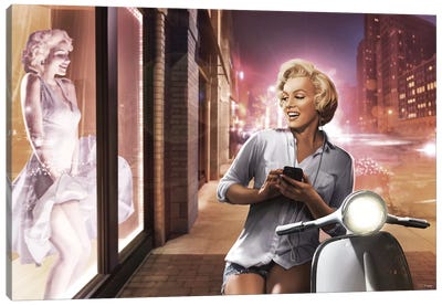 Marilyn Shop Window Canvas Art Print - Shopping Art