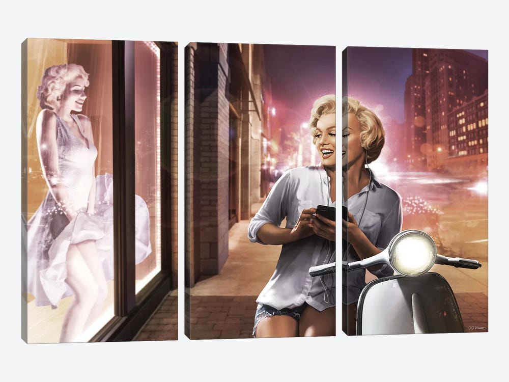Marilyn Shop Window by JJ Brando 3-piece Canvas Art Print