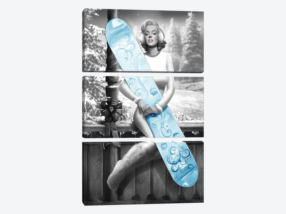 Marilyn Snowboard by JJ Brando 3-piece Canvas Artwork