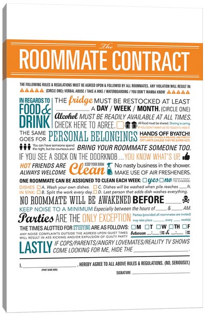 Roommate Contract Canvas Art Print - JJ Brando
