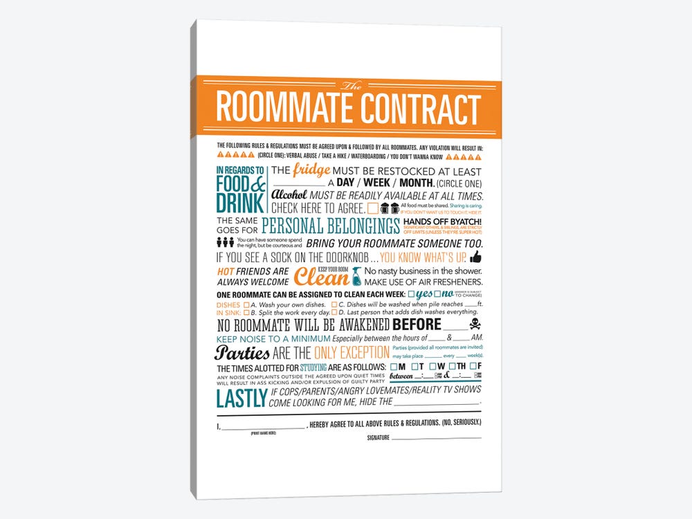 Roommate Contract by JJ Brando 1-piece Art Print