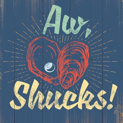 Aw Shucks In Blue by JJ Brando metal wall art