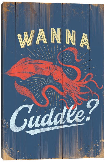 Wanna Cuddle In Blue Canvas Art Print - Squid