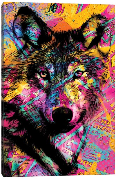 Money Wolf Canvas Art Print - Jesse Johnson
