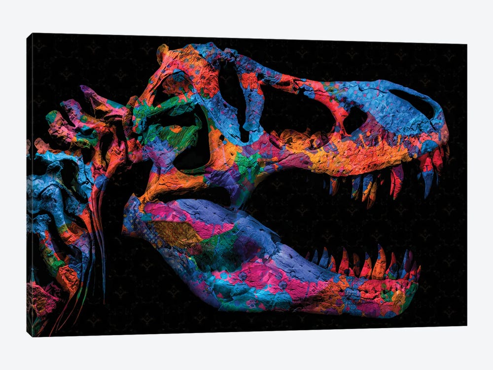 Painted T-Rex by Jesse Johnson 1-piece Canvas Print