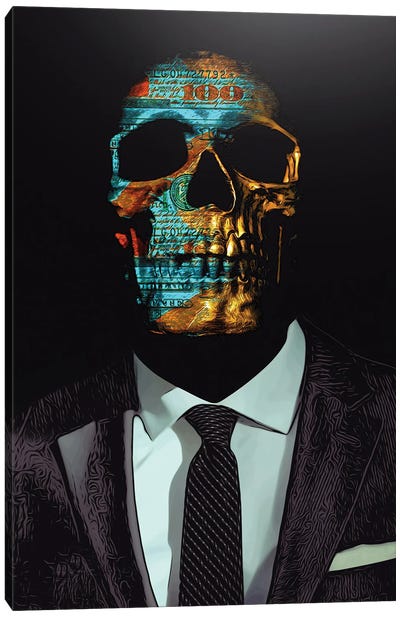 Suited Skull Canvas Art Print - Make a Statement