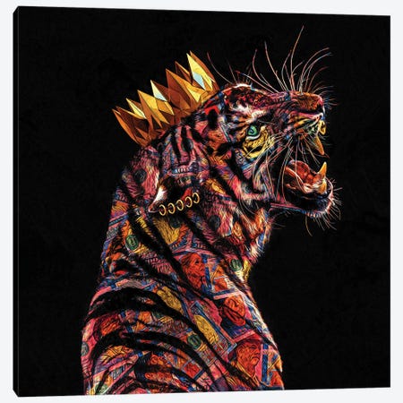 The Tiger King Canvas Print #JJH4} by Jesse Johnson Canvas Wall Art