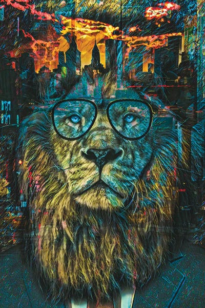Nyc Business Lion by Jesse Johnson framed wall art